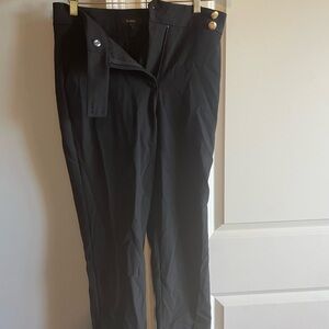 Quince Black Scuba Straight Leg Pants w Gold Buttons